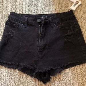 Black ripped jean shorts